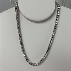 Elegant Silver Tennis Necklace 18”